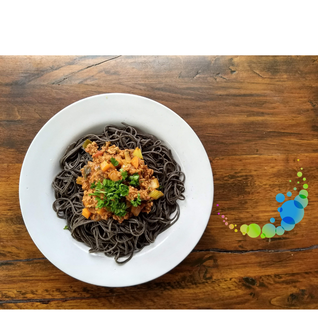 BLACK BEAN SPAGHETTI MARINARA WITH LENTILS (VEGETARIAN)