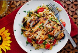 Grilled chicken and corn salad